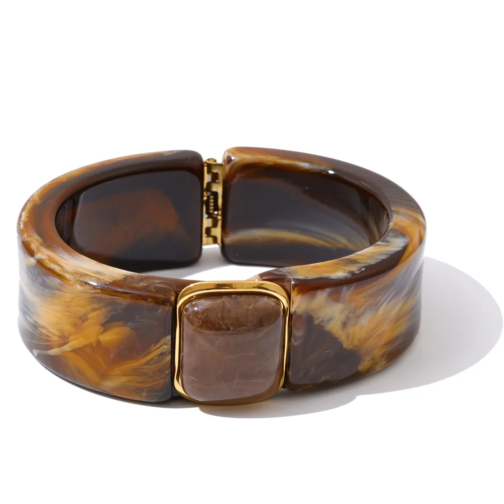 Yhpup Bold Acrylic Cuff Bracelet with Gold-Tone Finish - Image 15