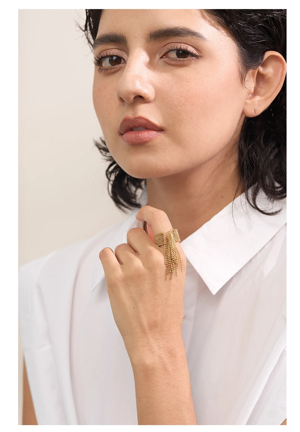 Aura Gold Tassel Ring – 18K PVD Plated Stainless Steel - Image 9