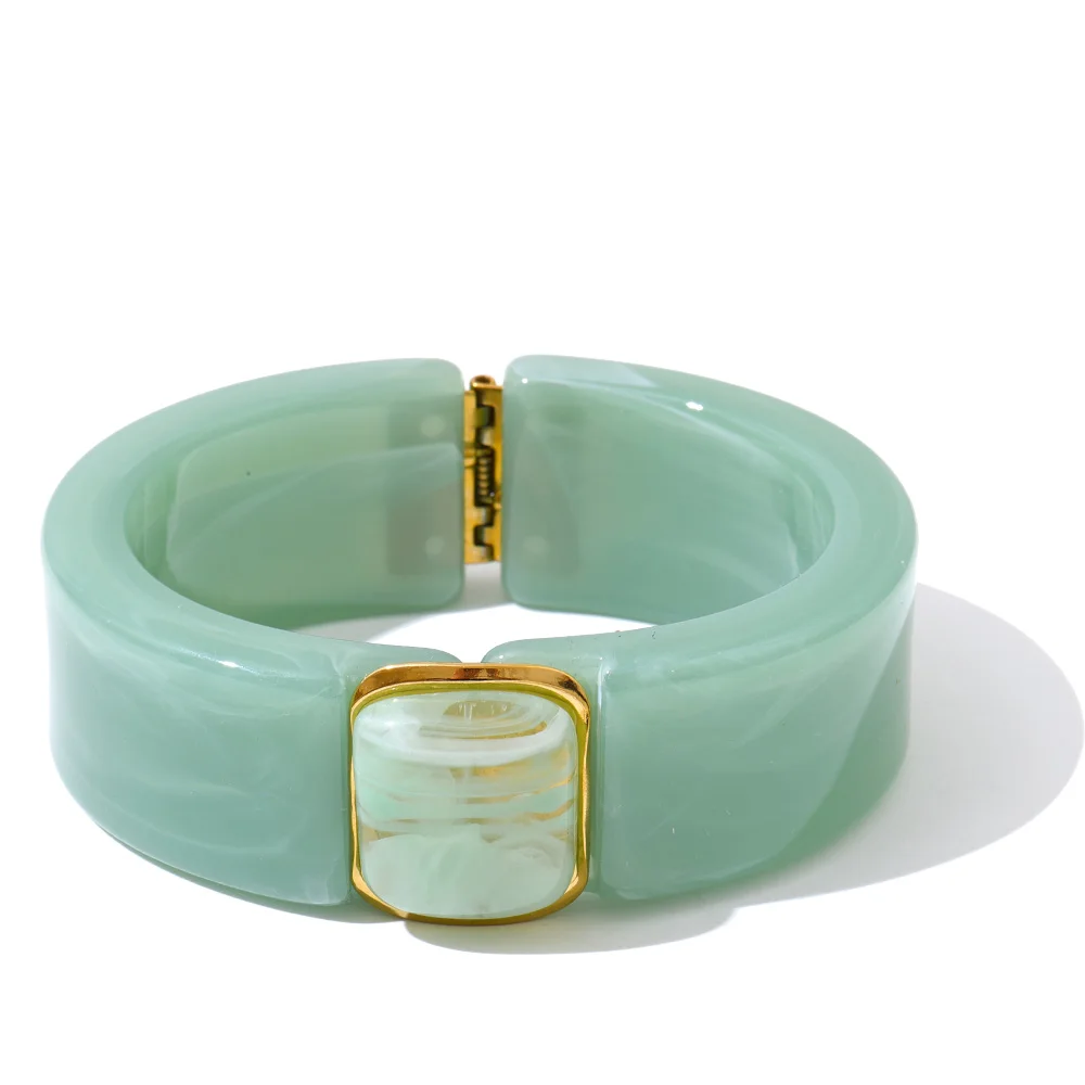 Yhpup Bold Acrylic Cuff Bracelet with Gold-Tone Finish - Image 13