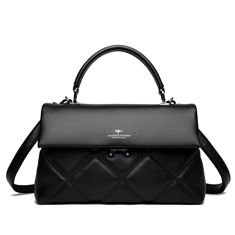 Luxury Quilted Leather Top-Handle Bag - Image 3