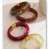 Yhpup Bold Acrylic Cuff Bracelet with Gold-Tone Finish