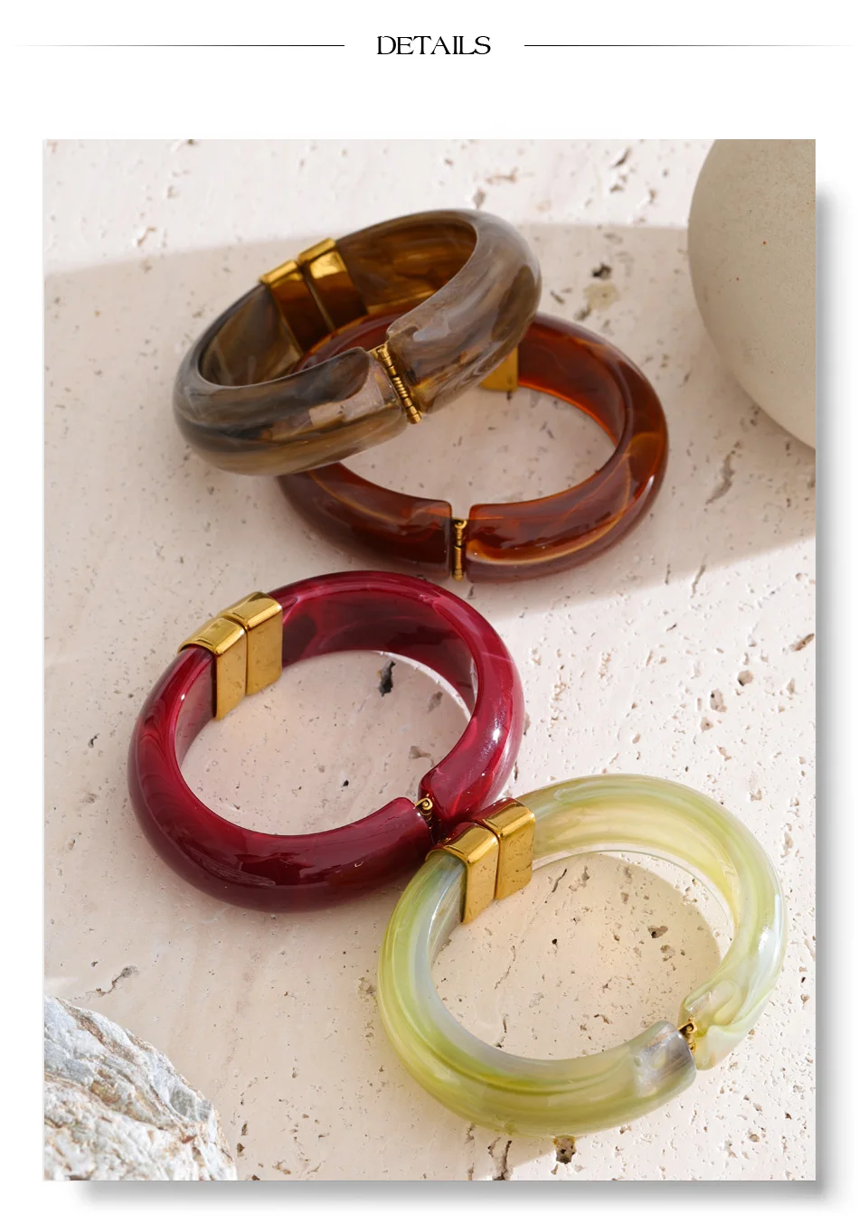Yhpup Bold Acrylic Cuff Bracelet with Gold-Tone Finish - Image 37