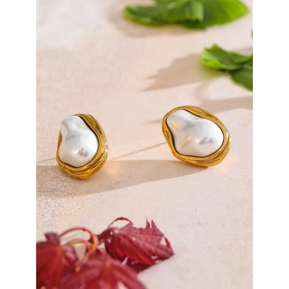 Yhpup Baroque Simulated Pearl Cuban Necklace and Earrings Set - Image 5