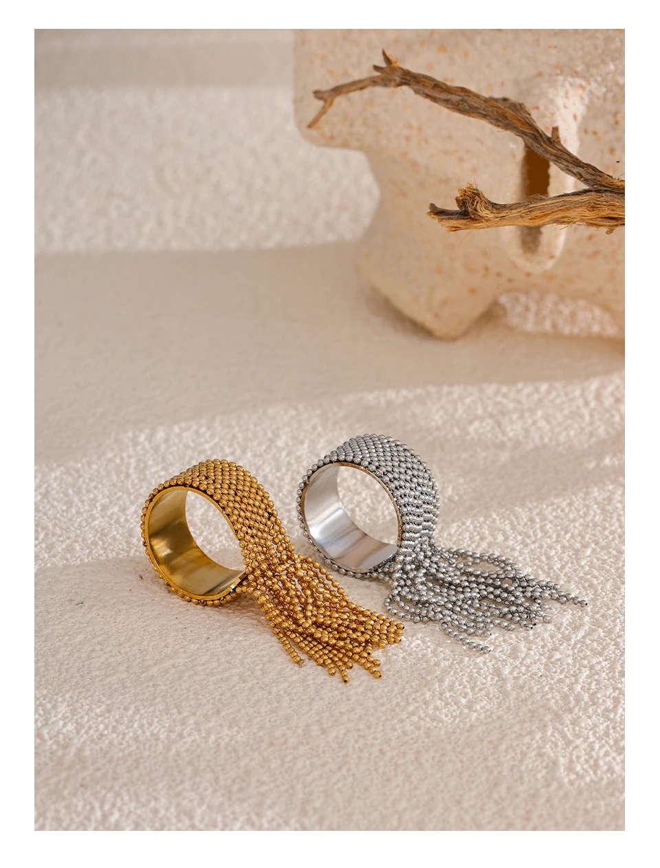 Aura Gold Tassel Ring – 18K PVD Plated Stainless Steel - Image 14