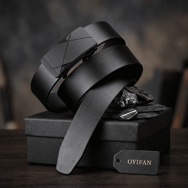 OYIFAN 1 The OYIFAN Geometric Elegance Men’s Leather Belt