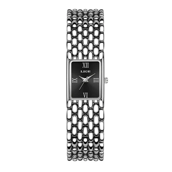 S34af469cd1c84de188105910698a3224c.webp LIGE Women's Square Dress Watch - Premium Stainless Steel