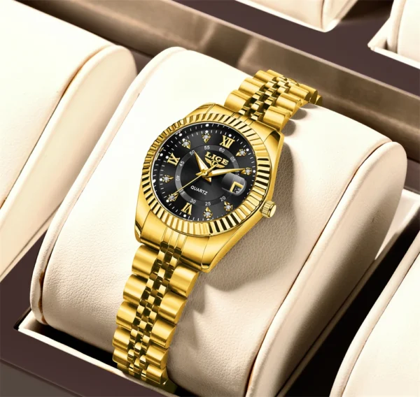 S3db74735d61f4fd7b4d185ea9d42e887V.webp LIGE Elegant Women's -Tone Quartz Watch - Waterproof