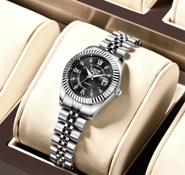 S40fc7a29d4c341bf9e971c5c54fcd22fR.webp LIGE Elegant Women's -Tone Quartz Watch - Waterproof