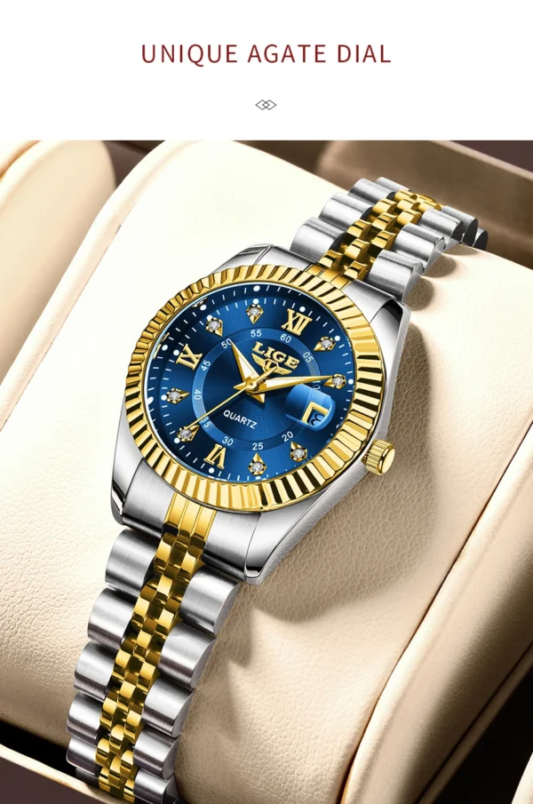 S4e84d945d0dd401082b6e64a74e0c833M.webp LIGE Elegant Women's -Tone Quartz Watch - Waterproof