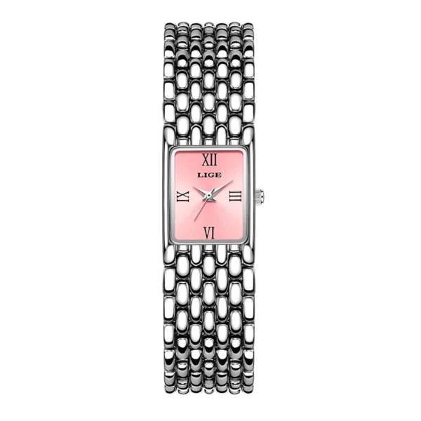 S5223daed51384d6a9a22fcffc6bec50fl.webp LIGE Women's Square Dress Watch - Premium Stainless Steel