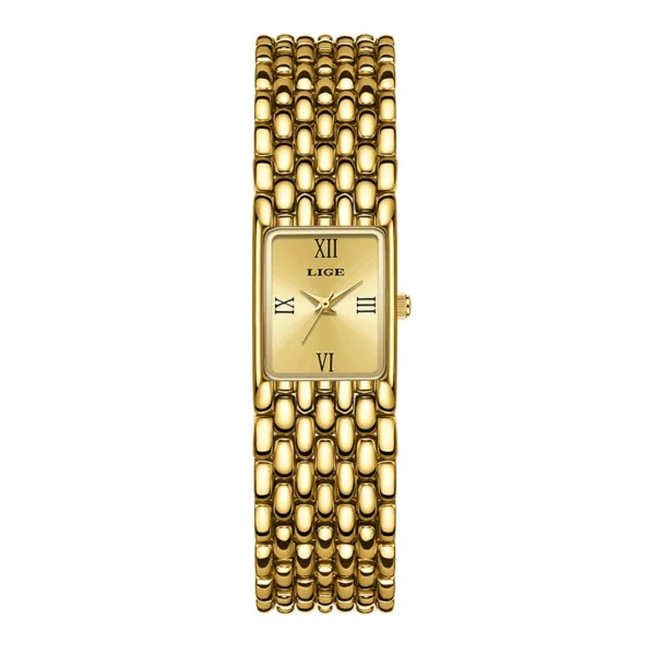 S63d57c58ff324c45899904abb1c27e14T.webp LIGE Women's Square Dress Watch - Premium Stainless Steel