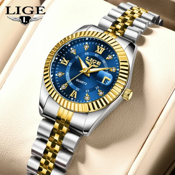 S691af9ab95dc44d9a7fd6ce7816583ecc.webp LIGE Elegant Women's -Tone Quartz Watch - Waterproof