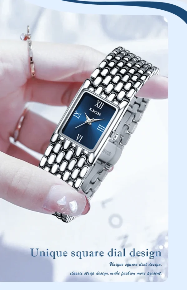 S728d4b96dde346a3ae435e4675ca6baeT.webp LIGE Women's Square Dress Watch - Premium Stainless Steel