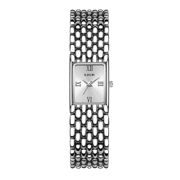 S865c8338704e4074b8a8196b038e33c3B.webp LIGE Women's Square Dress Watch - Premium Stainless Steel