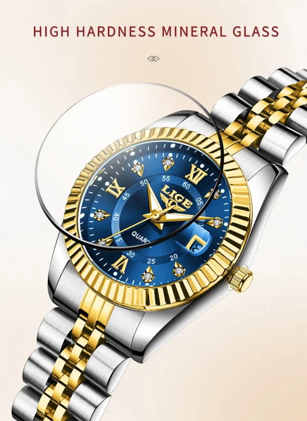 Sa10e82774e1249e280553a0c90db59c3P.webp LIGE Elegant Women's -Tone Quartz Watch - Waterproof