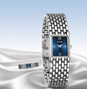 التعديل 3-3 LIGE Women's Square Dress Watch - Premium Stainless Steel