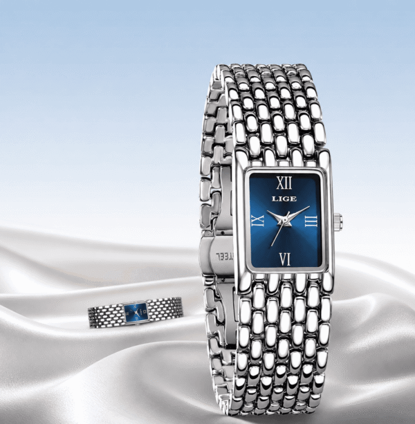 التعديل 3-3 LIGE Women's Square Dress Watch - Premium Stainless Steel